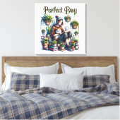 Perfecte dag | Meisje Lezen met Kat en Planten Canvas Afdruk (Insitu (Slaapkamer))