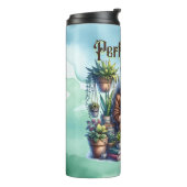 Perfecte dag | Meisje Lezen met Kat en Planten Thermosbeker (Gedraaid links)