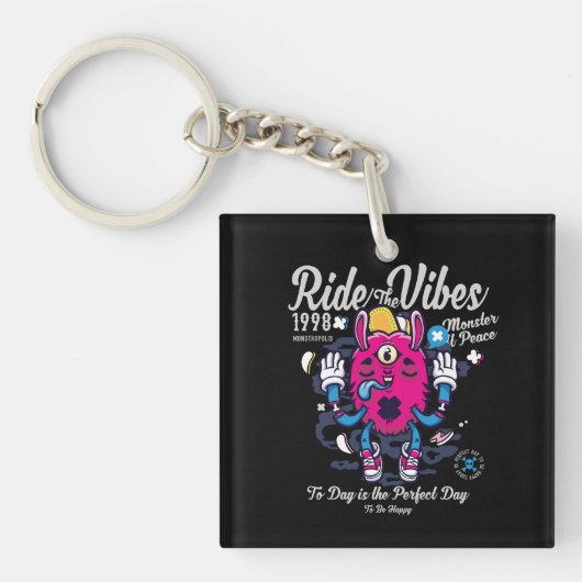 Perfecte dag om gelukkig te zijn | Grappig monster Sleutelhanger (Voorkant)