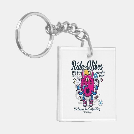 Perfecte dag om gelukkig te zijn | Grappig monster Sleutelhanger (Voorkant Links)