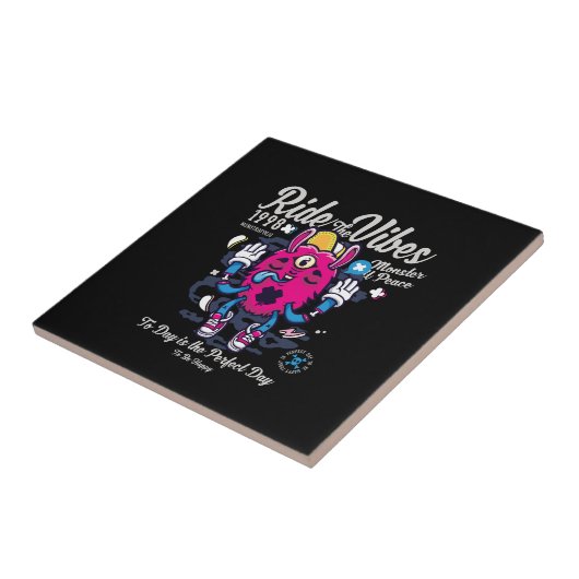 Perfecte dag om gelukkig te zijn | Grappig monster Tegeltje (Zijkant)