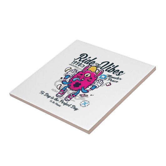 Perfecte dag om gelukkig te zijn | Grappig monster Tegeltje (Zijkant)