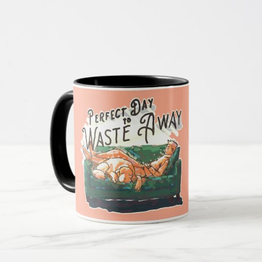 Perfecte dag om te verspillen mok (Voorkant links)