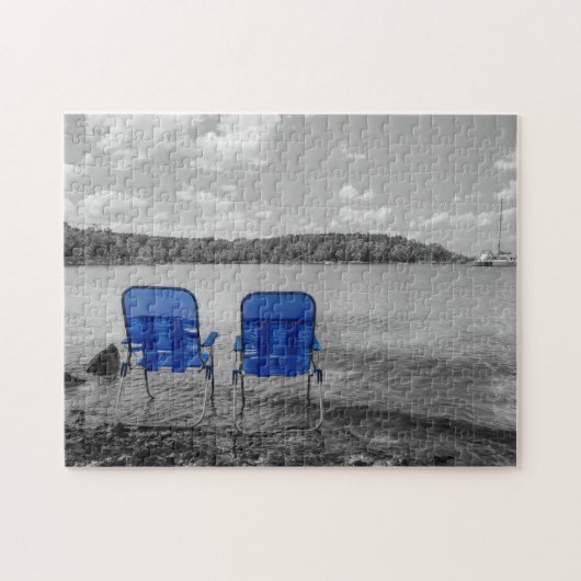 Perfecte dag op het Grayscale-meer Legpuzzel (Horizontaal)