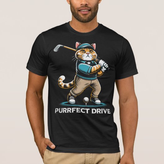 Perfecte Drive Golfing Cat Design T-shirt (Voorkant)