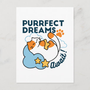 Perfecte Dromen Wachten – Knuffelende Slaapkat Dro Briefkaart