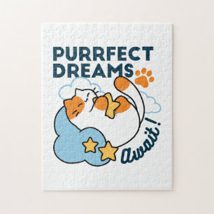 Perfecte Dromen Wachten – Knuffelende Slaapkat Dro Legpuzzel