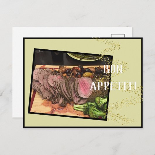 Perfecte eerste rib met aardappelen en Broccoli Si Briefkaart (Voorkant / Achterkant)