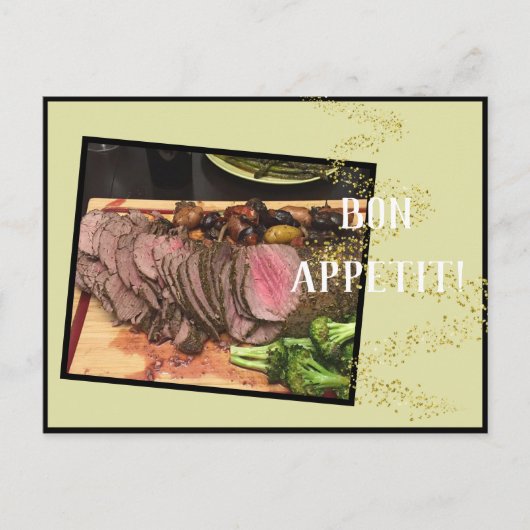 Perfecte eerste rib met aardappelen en Broccoli Si Briefkaart (Voorkant)