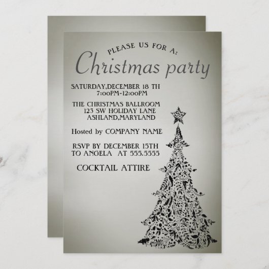 Perfecte, elegante, mooie kerstboom-invitat kaart (Voorkant / Achterkant)