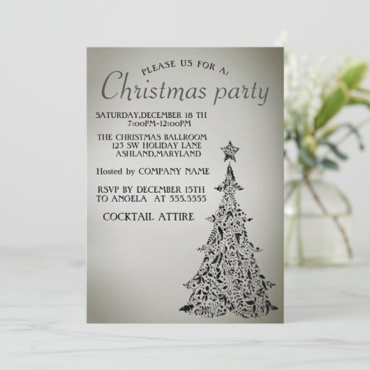Perfecte, elegante, mooie kerstboom uitnodiging (Staand voorkant)