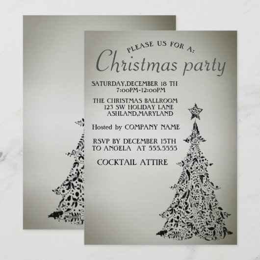 Perfecte, elegante, mooie kerstboom uitnodiging (Voorkant / Achterkant)