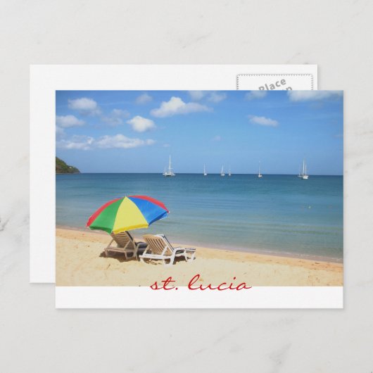 perfecte en ideale dag in paradijs, st. Lucia Briefkaart (Voorkant / Achterkant)