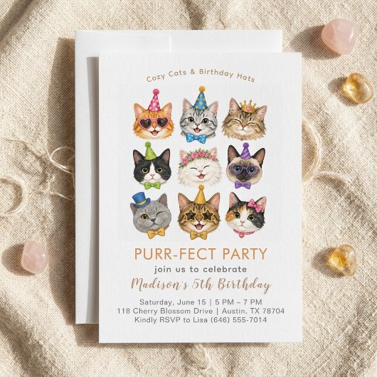 Perfecte Feest Uitnodiging Cute Kitty Katten Verja
