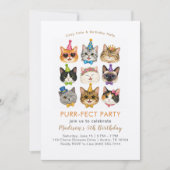 Perfecte Feest Uitnodiging Cute Kitty Katten Verja (Voorkant)
