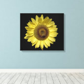 perfecte felgele zonnebloem en zwarte bij canvas afdruk (Insitu (Houten vloer))