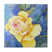Perfecte Gele Rozen in Waterverf Tegeltje (Voorkant)