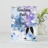 Perfecte, glinsterende wijnglas kerst uitnodiging (Staand voorkant)