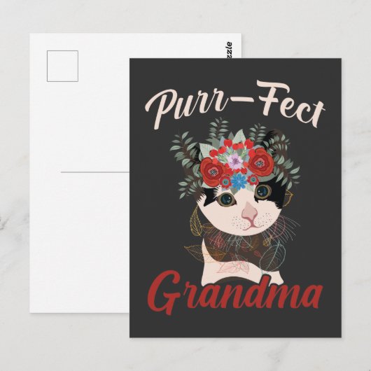 Perfecte Grandma Cat Flower liefhebbende grootoude Briefkaart (Voorkant / Achterkant)