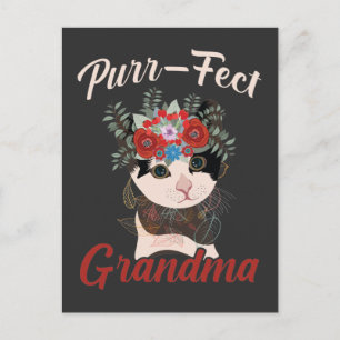 Perfecte Grandma Cat Flower liefhebbende grootoude Briefkaart
