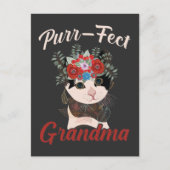 Perfecte Grandma Cat Flower liefhebbende grootoude Briefkaart (Voorkant)