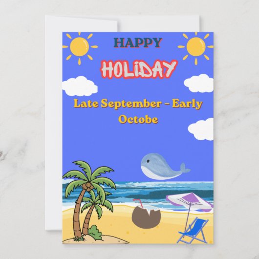 🏖️ Perfecte herfststranduitstap | Eind september Feestdagenkaart (Voorkant)