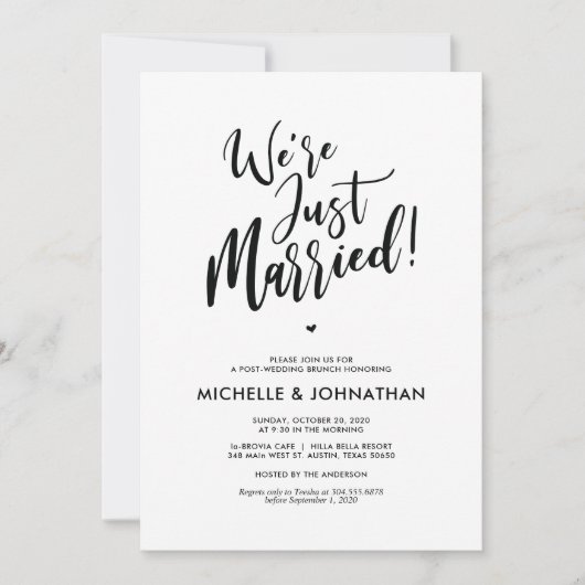 Perfecte kalligrafie post trouw brunch uitnodiging (Voorkant)