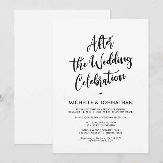 Perfecte kalligrafie trouwkaart kaart (Voorkant / Achterkant)