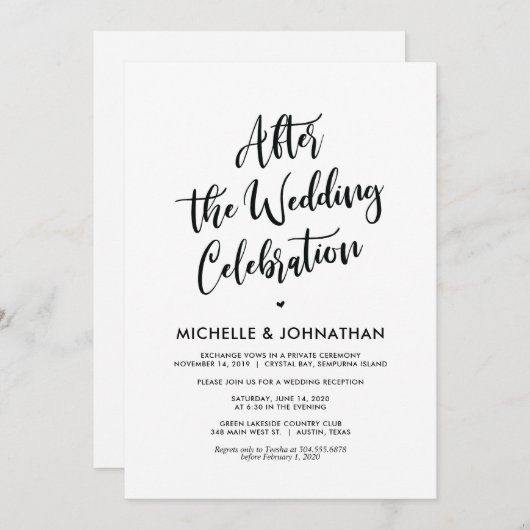 Perfecte kalligrafie-weddenschap kaart (Voorkant / Achterkant)