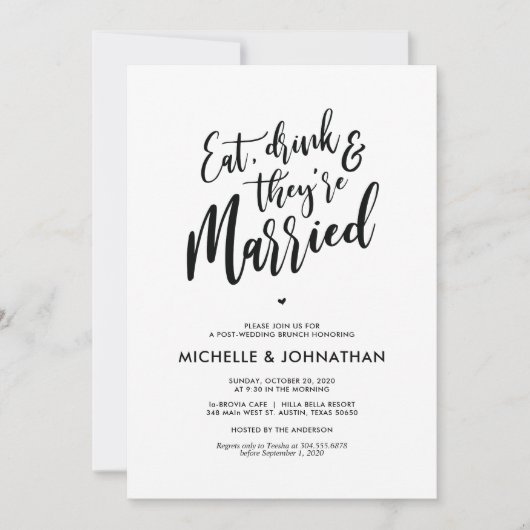 Perfecte kalligrafiespost Wedding Brunch nodigt ui Kaart (Voorkant)