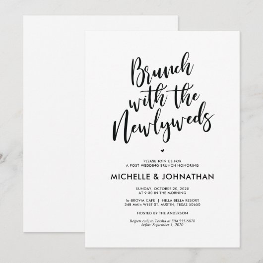 Perfecte kalligrafiespost Wedding Brunch nodigt ui Kaart (Voorkant / Achterkant)