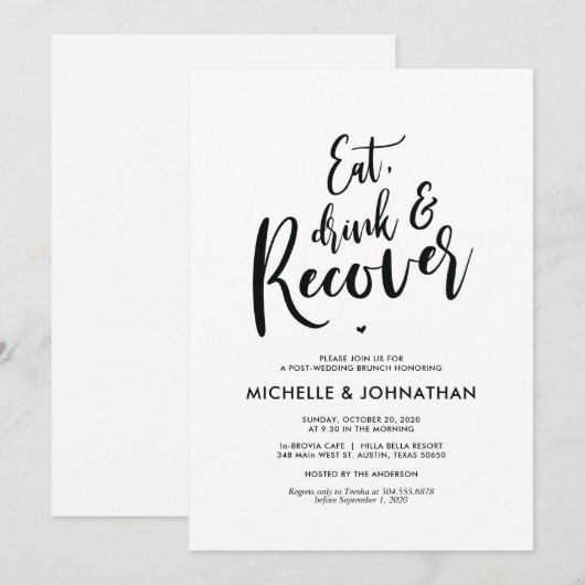 Perfecte kalligrafiespost Wedding Brunch nodigt ui Kaart (Voorkant / Achterkant)