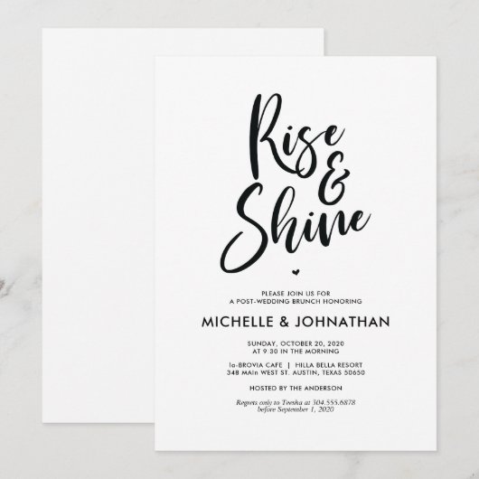 Perfecte kalligrafiespost Wedding Brunch nodigt ui Kaart (Voorkant / Achterkant)