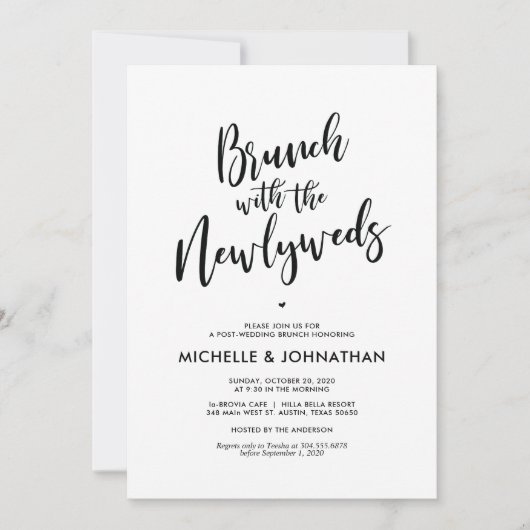 Perfecte kalligrafiespost Wedding Brunch nodigt ui Kaart (Voorkant)