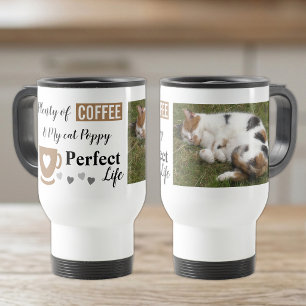 Perfecte kat huisdier en koffie witte bruine foto reisbeker