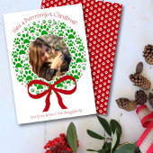 Perfecte Kerst Fun Paw Print krans foto Feestdagenkaart