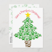 Perfecte kerst grappige kat poot print foto feestdagenkaart (Voorkant / Achterkant)