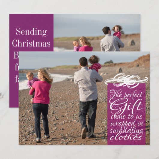 Perfecte Kerstkaart 2014 van de Gift (pruim) (Voorkant / Achterkant)