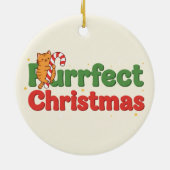 Perfecte Kerstkat Typografie Grappige Feestdagen Keramisch Ornament (Achterkant)