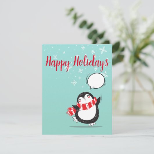 Perfecte kerstpinguïn-kerstkaart feestdagenkaart (Staand voorkant)