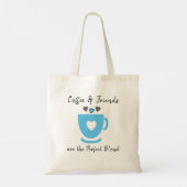 Perfecte koffie en vrienden houden van grijs blauw tote bag (Achterkant)