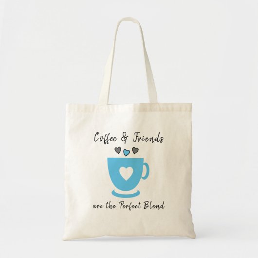 Perfecte koffie en vrienden houden van grijs blauw tote bag (Voorkant)