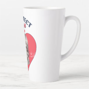 Perfecte Liefde Cute Kat Meisje Hart Illustratie Latte Mok