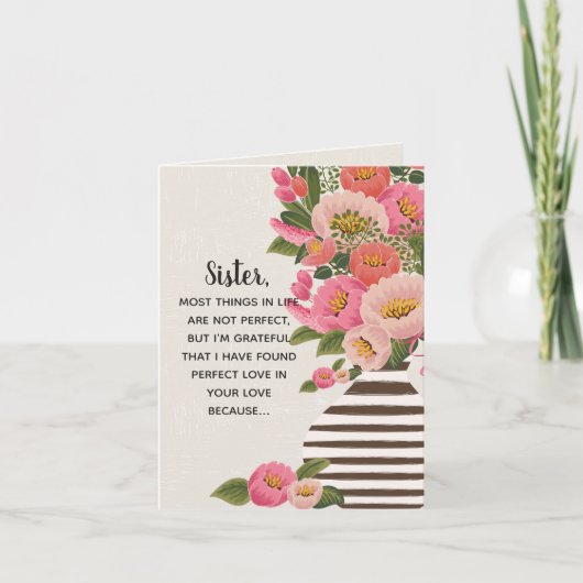 Perfecte liefde in je liefde Moederdag Kaart zus (Voorkant)