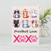 Perfecte Liefde Mooie Katten Valentijnsdag Thema Feestdagenkaart (Staand voorkant)
