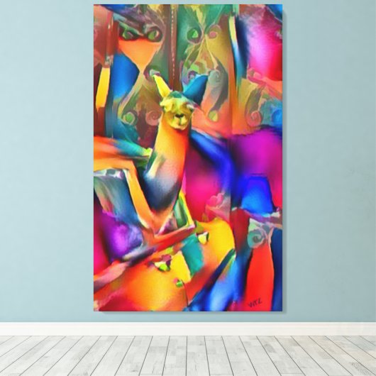 Perfecte Llama Ride Abstracte olieverf op doek Canvas Afdruk (Insitu (Houten vloer))