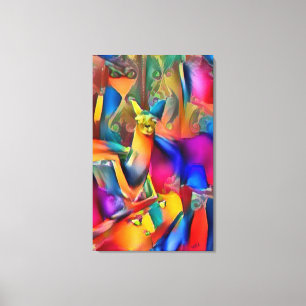 Perfecte Llama Ride Abstracte olieverf op doek Canvas Afdruk