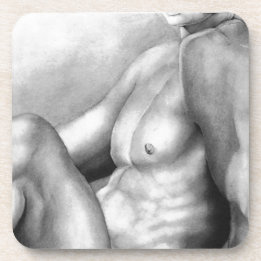 Perfecte Man Borst & Torso Fijne Kunst Houtskool S Drankjes Onderzetter