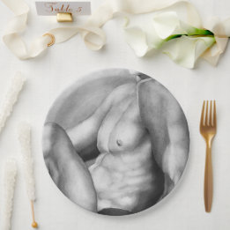 Perfecte Man Borst & Torso Fijne Kunst Houtskool S Papieren Bordje