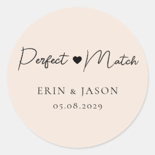 Perfecte Match! Beige-Bruin, Elegant, Eenvoudig  Ronde Sticker